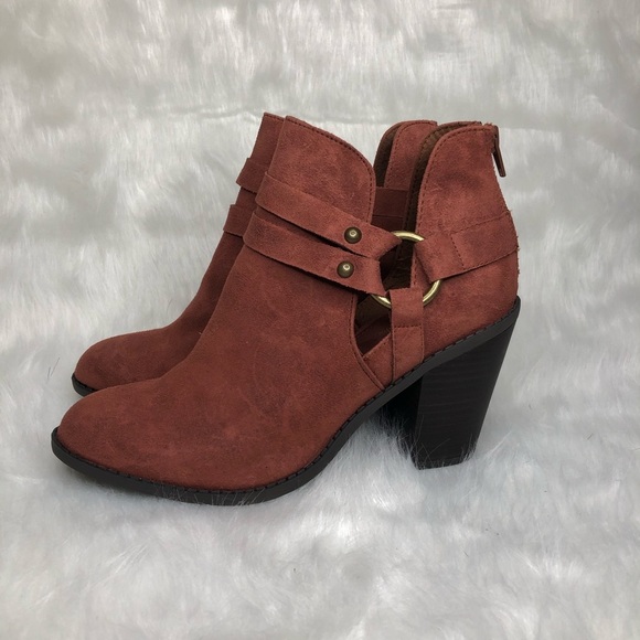 Sugar Burnt Orange Suede Booties‎ - Picture 1 of 6